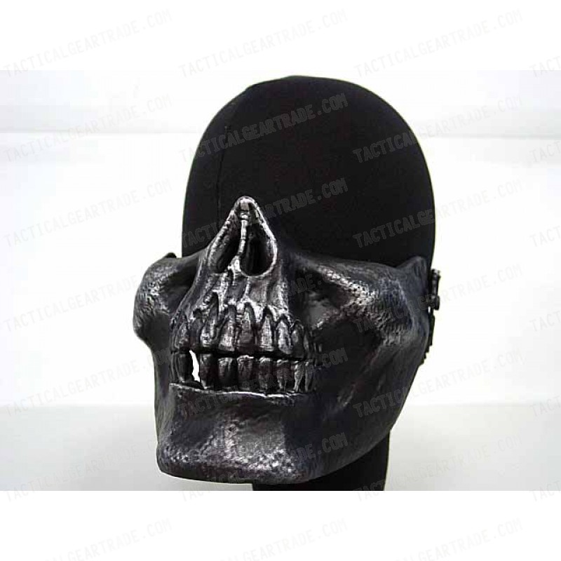 Airsoft Skull Skeleton Half Face Protector Mask Silver Black