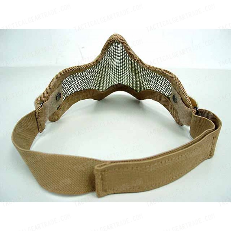 Deluxe Stalker Type Half Face Metal Mesh Protector Mask Tan