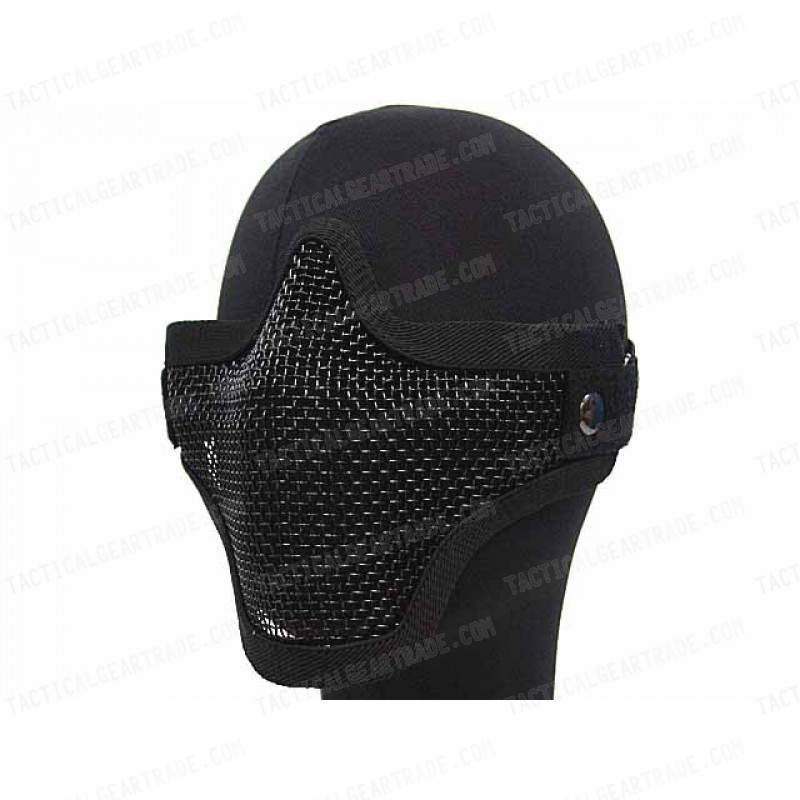 Deluxe Stalker Type Half Face Metal Mesh Protector Mask Black