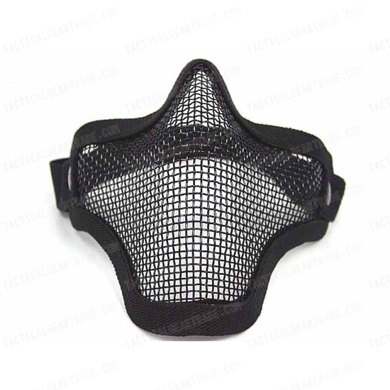 Deluxe Stalker Type Half Face Metal Mesh Protector Mask Black