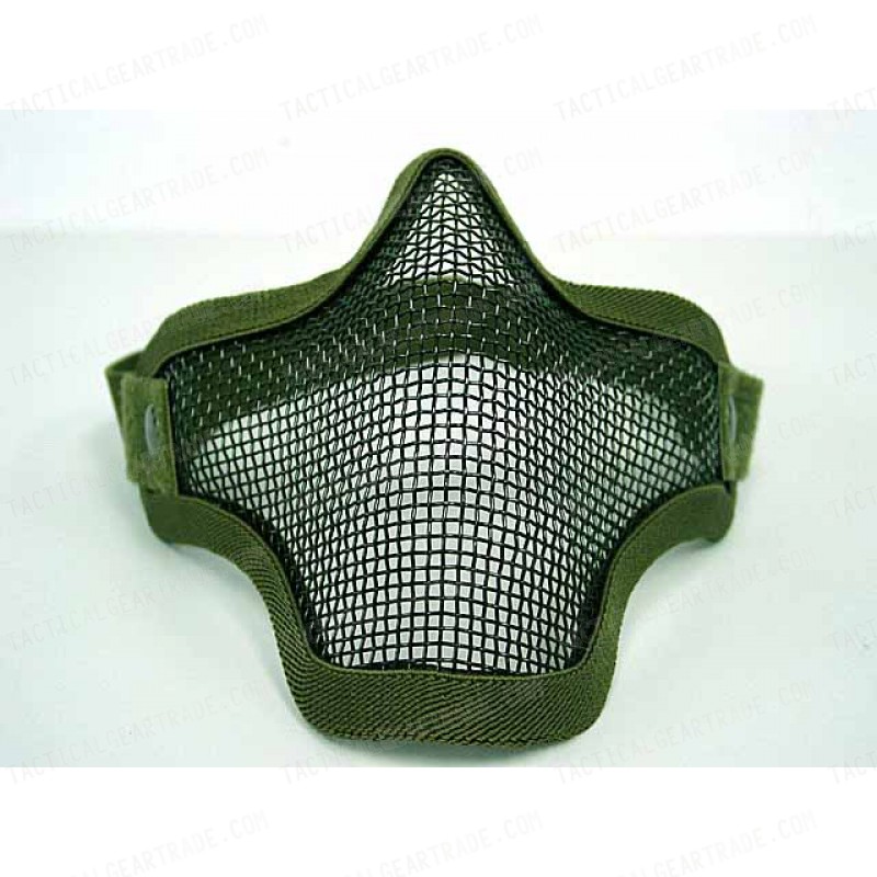 Deluxe Stalker Type Half Face Metal Mesh Protector Mask OD