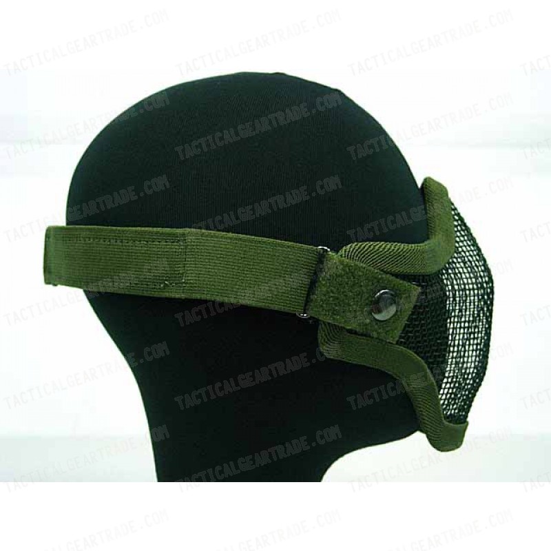 Deluxe Stalker Type Half Face Metal Mesh Protector Mask OD