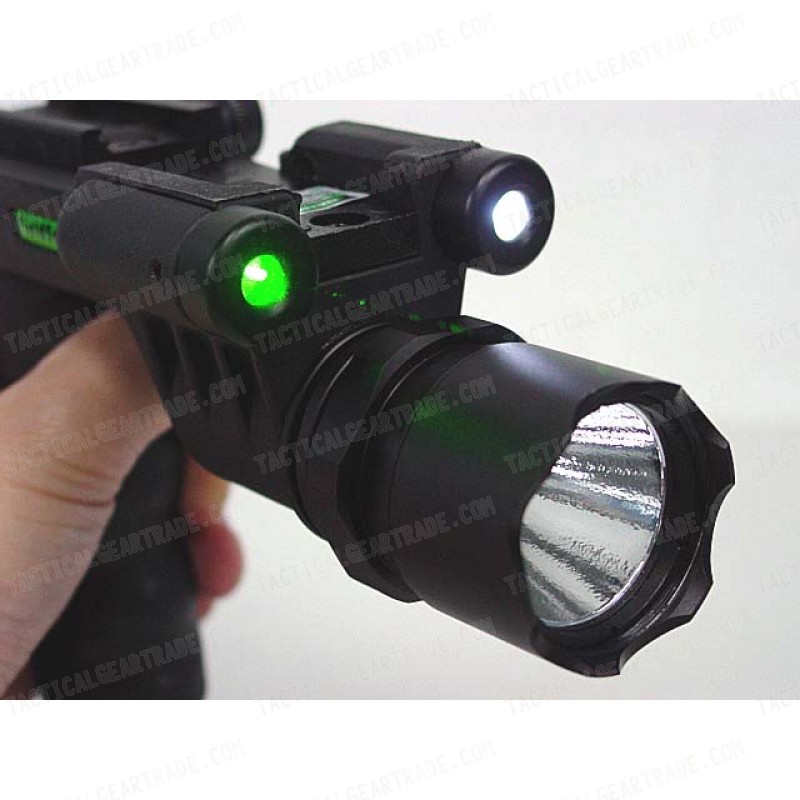 Tactical LED Weapon Light Foregrip Flashlight with Green Laser