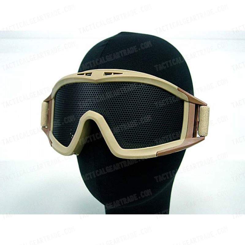 Airsoft No Fog Metal Mesh DL Style Goggle Tan