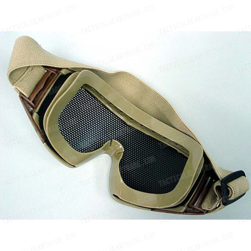 Airsoft No Fog Metal Mesh DL Style Goggle Tan