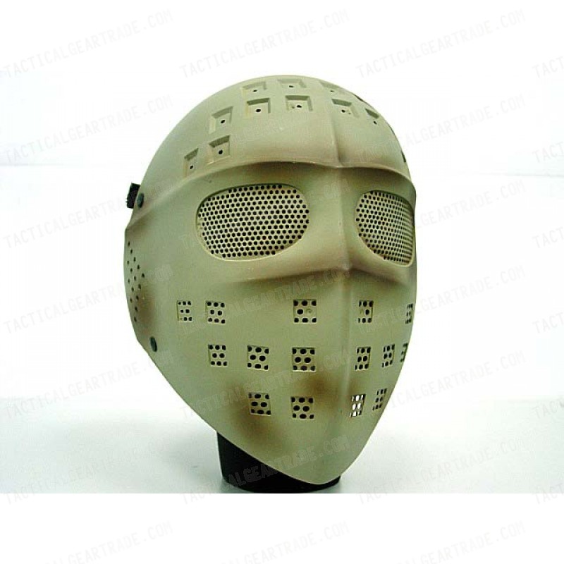 Full Face Hockey Type Airsoft Mesh Goggle Mask Tan