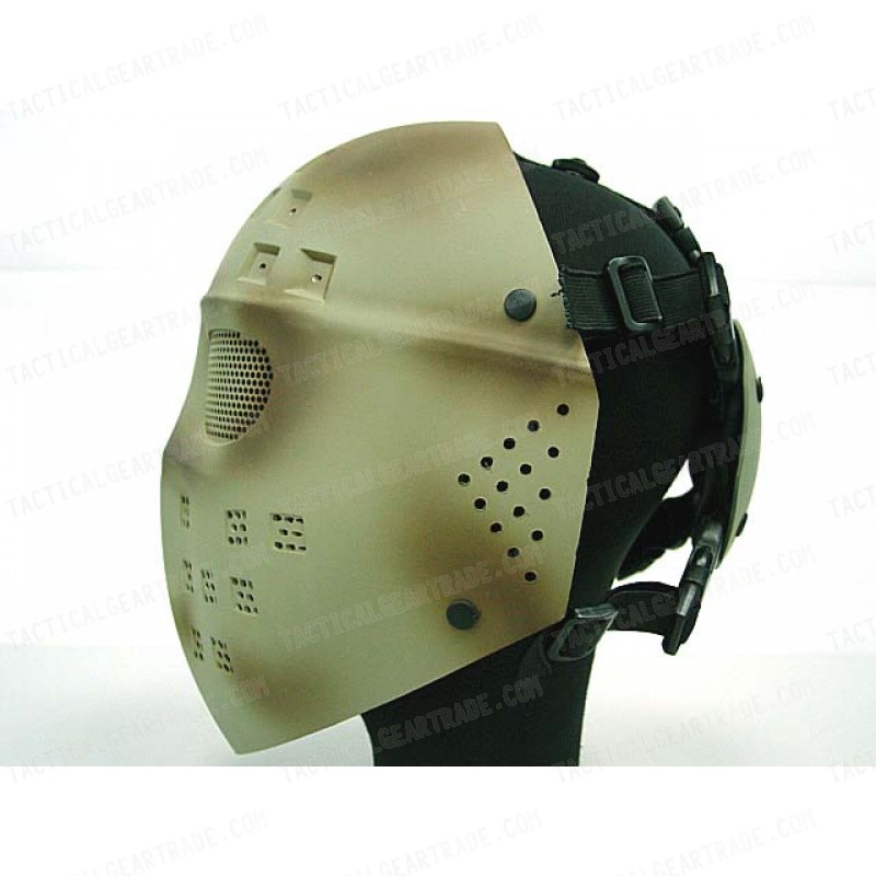 Full Face Hockey Type Airsoft Mesh Goggle Mask Tan