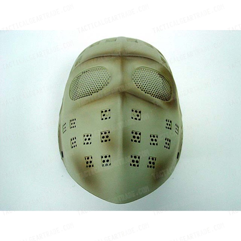 Full Face Hockey Type Airsoft Mesh Goggle Mask Tan