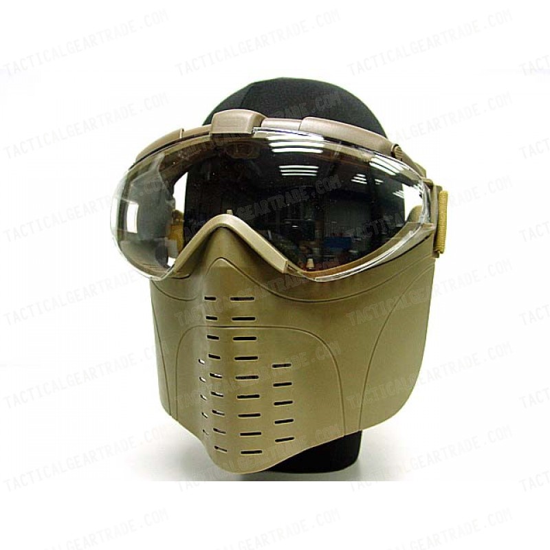 Pro-Goggle Full Face Mask with Fan Ventilation Tan
