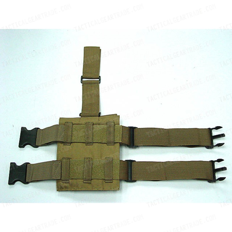 Triple MP5 Magazine Drop Leg Pouch Coyote Brown