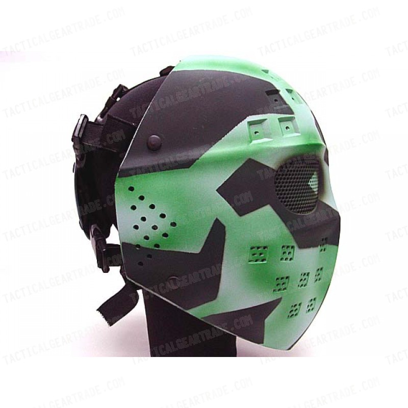 Full Face Hockey Type Airsoft Mesh Goggle Mask Green