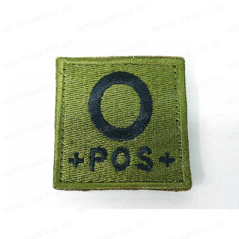 O POS Blood Type Identification Velcro Patch Olive Drab OD