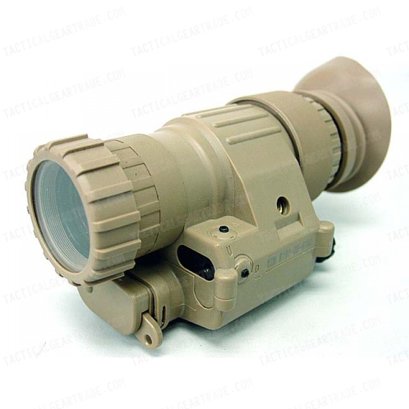 PVS-14 NVG Style 3x Magnifier Scope with Red Laser Tan