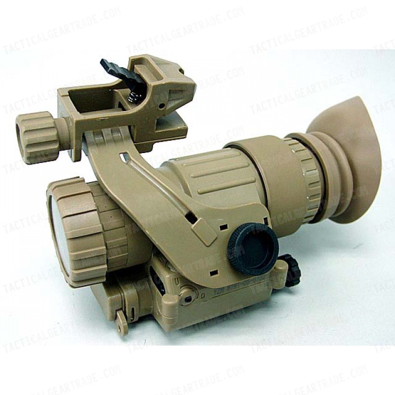 PVS-14 NVG Style 3x Magnifier Scope with Red Laser Tan