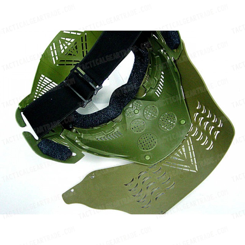 Full Face Airsoft Goggle Lens Mask w/Neck Protect OD