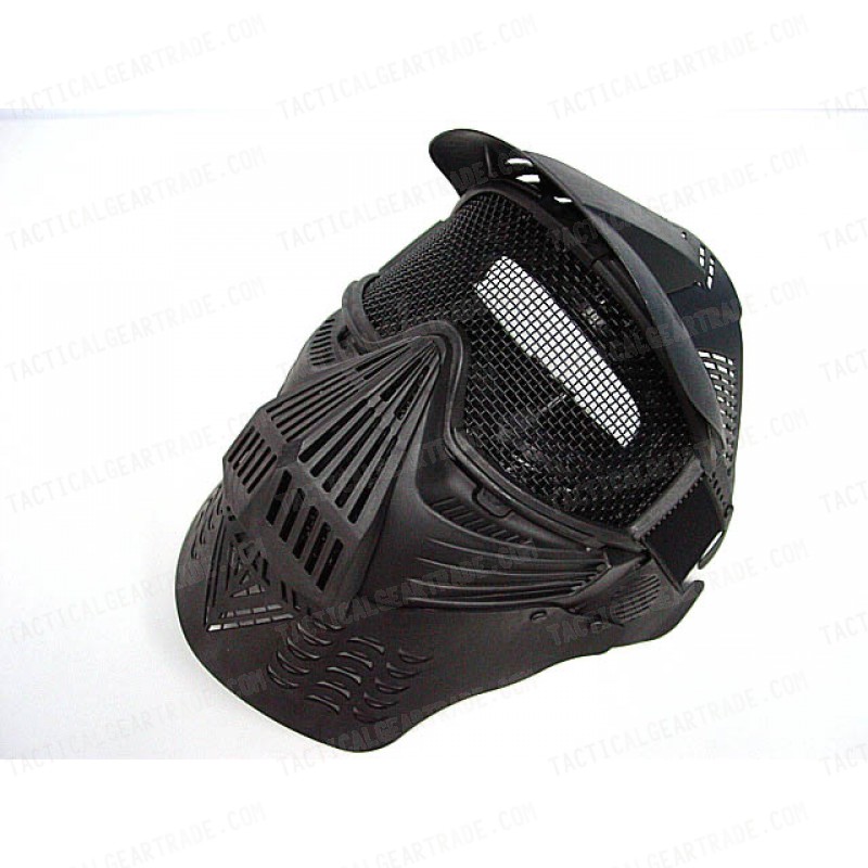 Full Face Airsoft Goggle Mesh Mask w/Neck Protect BK