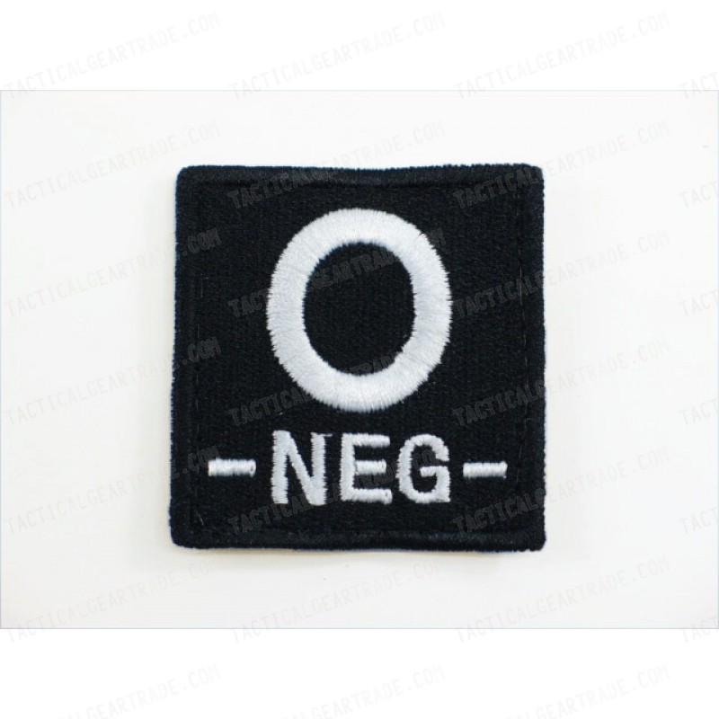 O NEG Blood Type Identification Velcro Patch Black