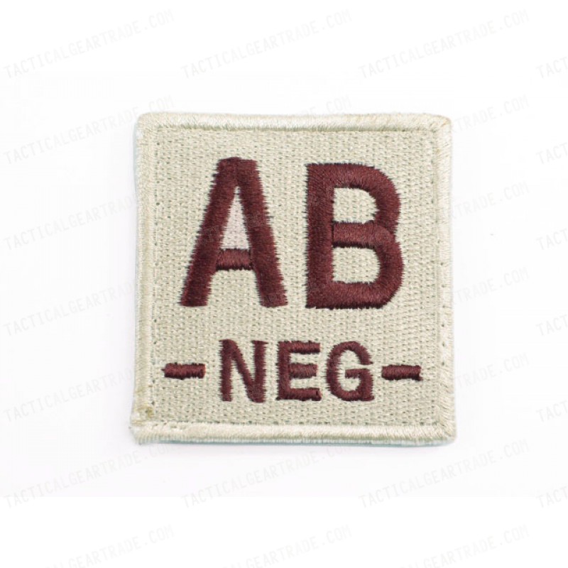 AB NEG Blood Type Identification Velcro Patch Tan