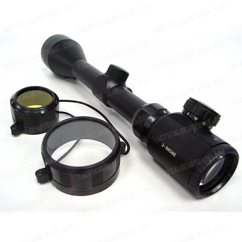 3-9x50 50mm Red Illuminated Range Reticle Rifle Scope