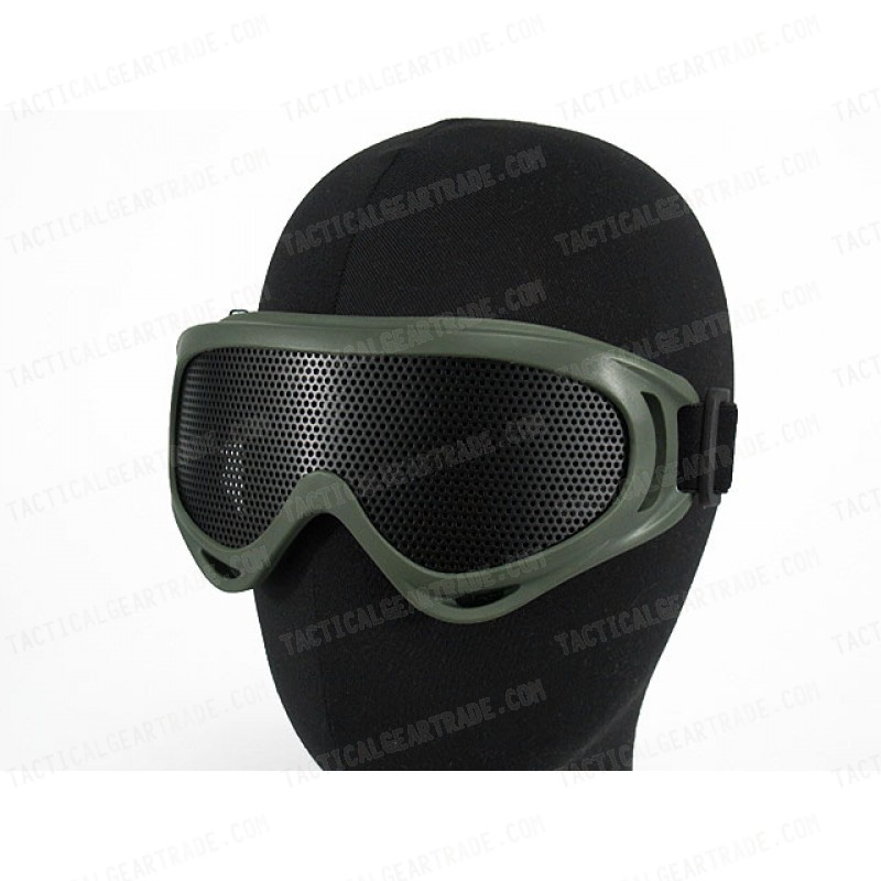 Airsoft UV-X400 No Fog Metal Mesh Tactical Goggle OD