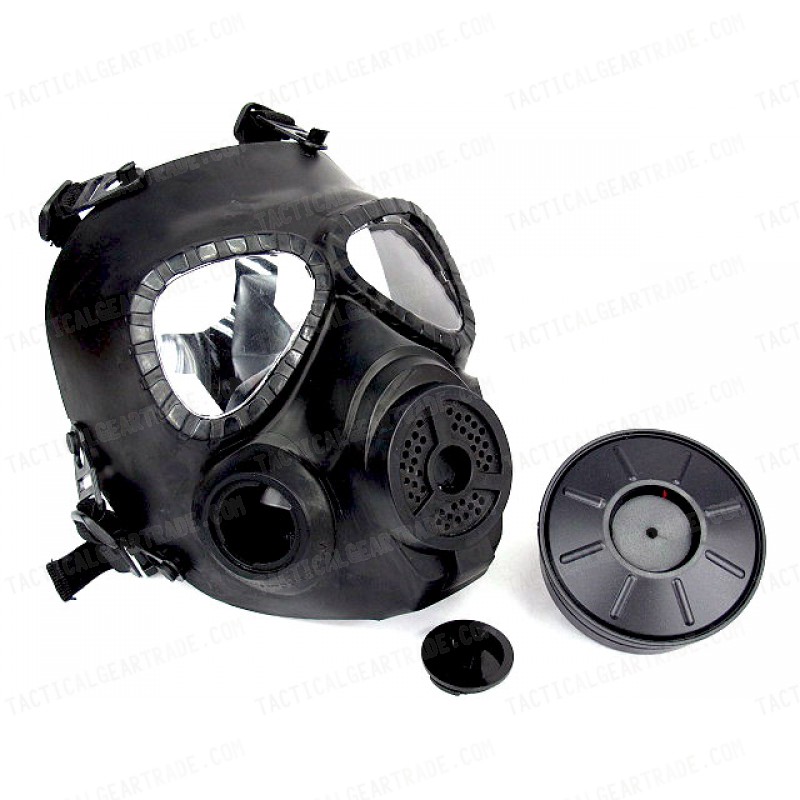 Full Face Dummy Gas Mask with Fan Ventilation Black