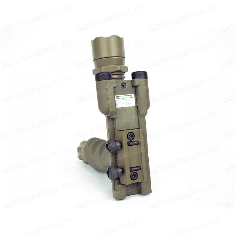 Tactical LED Weapon Light Foregrip Flashlight w/ Green Laser DE