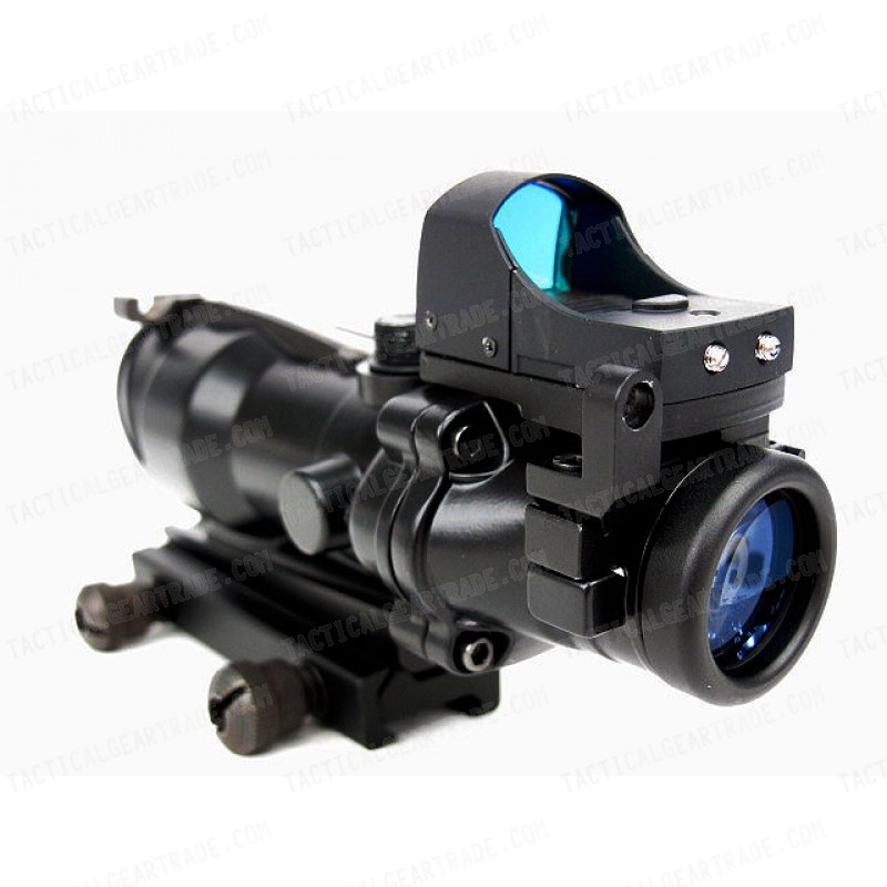 ACOG Type 4x32 Dummy Fiber Cross Sight Scope w/OP Red Dot Sight