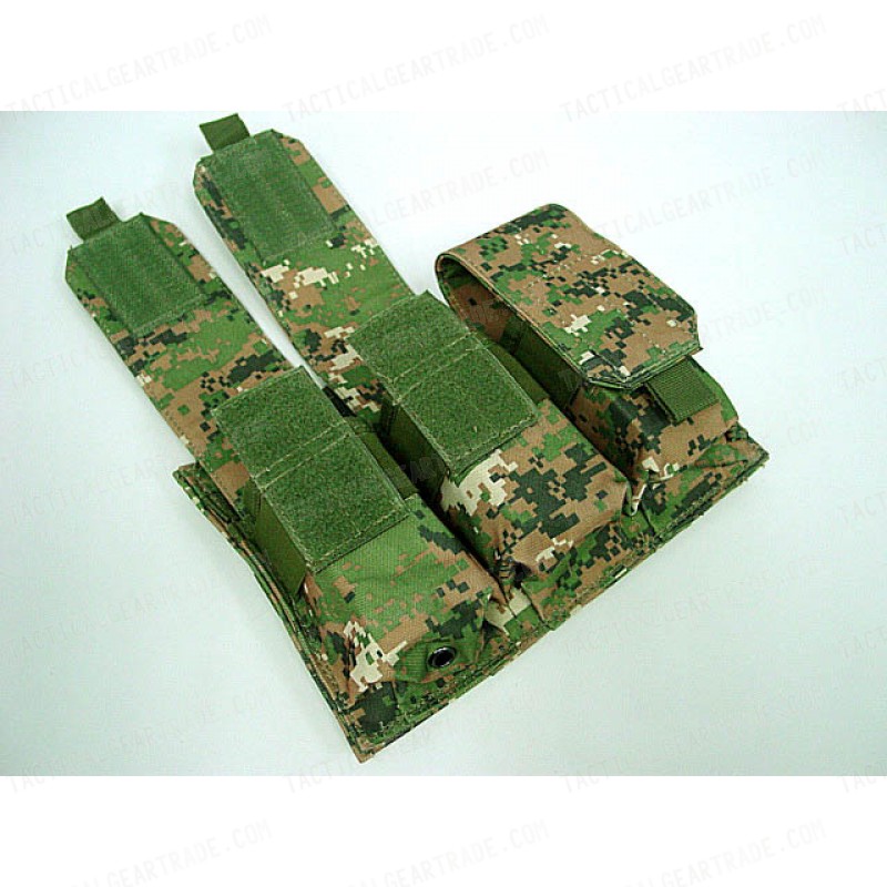 Airsoft Molle Triple Magazine Pouch Digital Camo Woodland