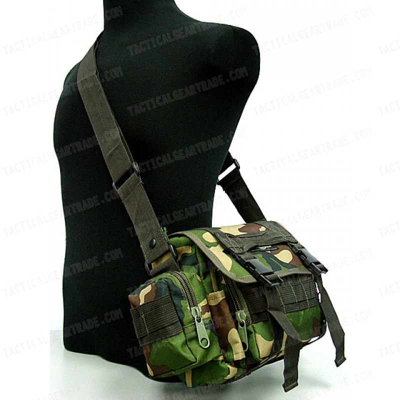 Molle Utility Shoulder Waist Pouch Bag L Camo Woodland