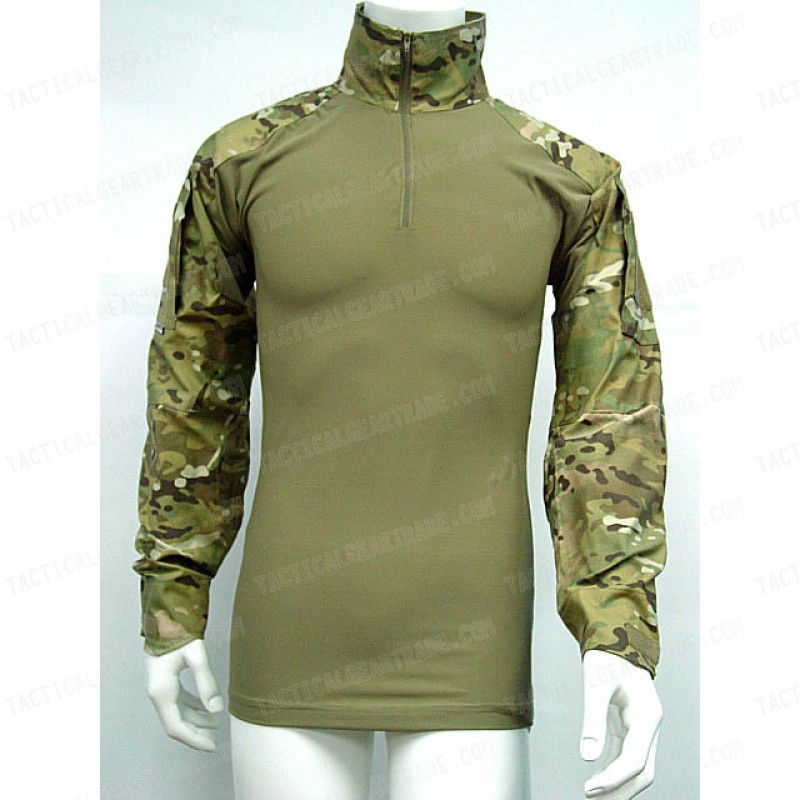 Tactical Combat Shirt Multi Camo w/ Elbow Pad