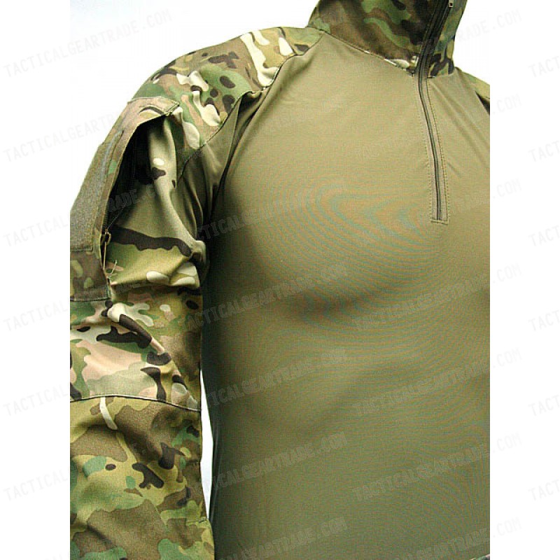 Tactical Combat Shirt Multi Camo w/ Elbow Pad