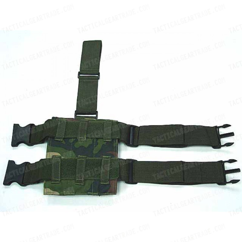 Triple MP5 Magazine Drop Leg Pouch Camo Woodland