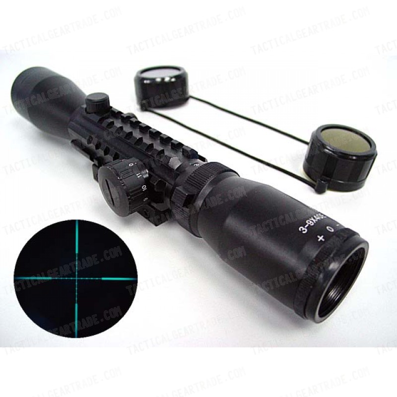 3-9x40 Blue Illuminated Mil-Dot Tri-rail Rifle Scope