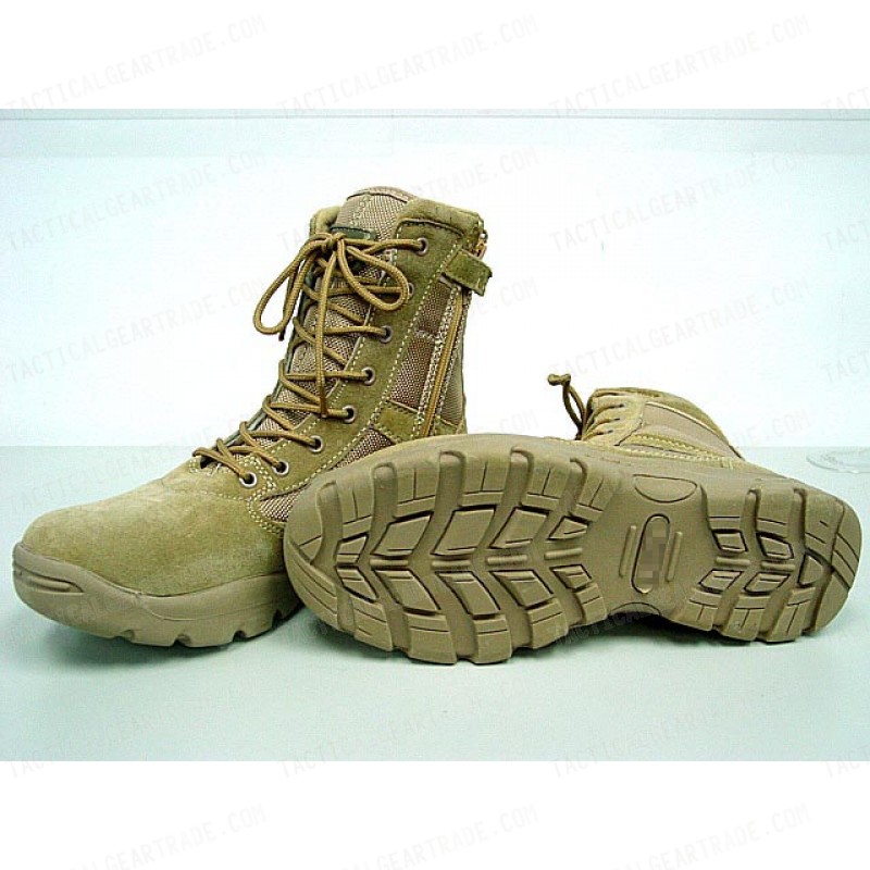 tan tactical boots with zipper