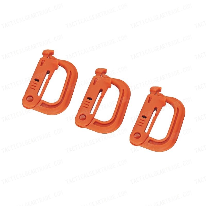 Grimloc D-Ring Locking Molle Carabiner 3pcs Pack Orange