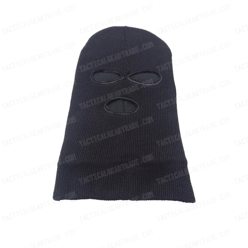 SWAT Balaclava Hood 3 Hole Head Face Knit Mask Black BK