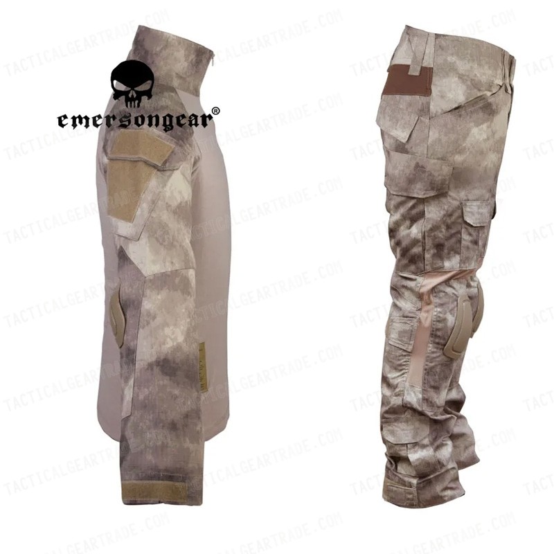 EMERSON Combat Shirt & Pants A-TACS Camo w/ Elbow & Knee Pads