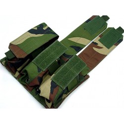 Airsoft Molle Triple Magazine Pouch Camo Woodland