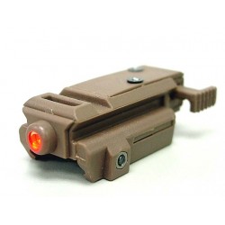 Tactical Pistol Under Rail Flashlight Mount Pulse Red Laser Tan