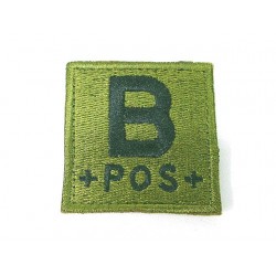 B POS Blood Type Identification Velcro Patch Olive Drab OD