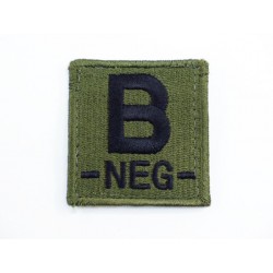 B NEG Blood Type Identification Velcro Patch Olive Drab OD