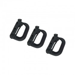 Grimloc D-Ring Locking Molle Carabiner 3pcs Pack Black