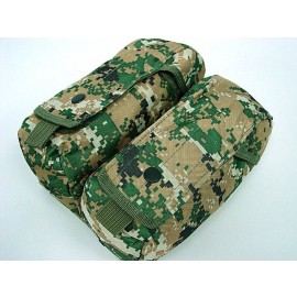 Airsoft Molle Double AK Magazine Pouch Digital Camo Woodland