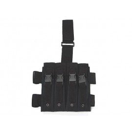 Quadruple MP5 Magazine Drop Leg Pouch Black