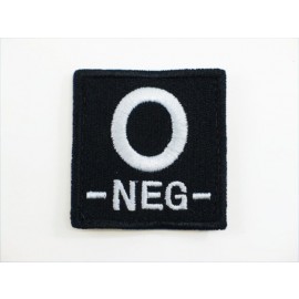 O NEG Blood Type Identification Velcro Patch Black