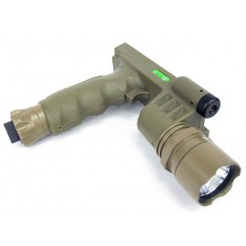 Tactical LED Weapon Light Foregrip Flashlight w/ Green Laser DE