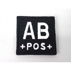 AB POS Blood Type Identification Velcro Patch Black
