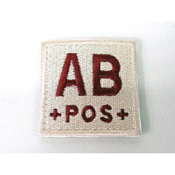 AB POS Blood Type Identification Velcro Patch Tan