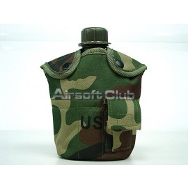 1Qt Canteen Water Bottle w/Pouch & Cup Camo Woodland