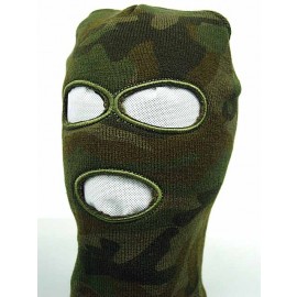 SWAT Balaclava Hood 3 Hole Head Face Knit Mask Camo Woodland